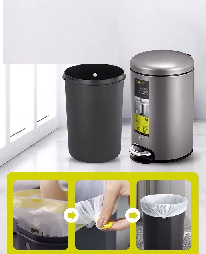 [HÀNG CAO CẤP] Thùng rác inox đạp chân phủ Nano không để lại dấu vân tay, nắp giảm chấn thông minh- nhiều kích cỡ