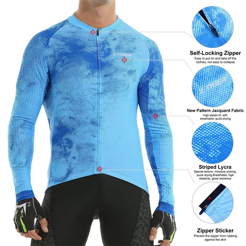 Áo xe đạp X-Tiger nâng cấp phù hợp với quần áo xe đạp áo dài tay dài Color: Blue Size: XL
