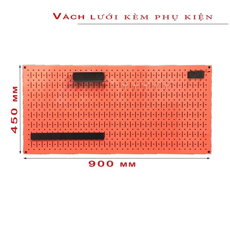 Vách lưới pegboard treo tường màu Đỏ + Phụ kiện