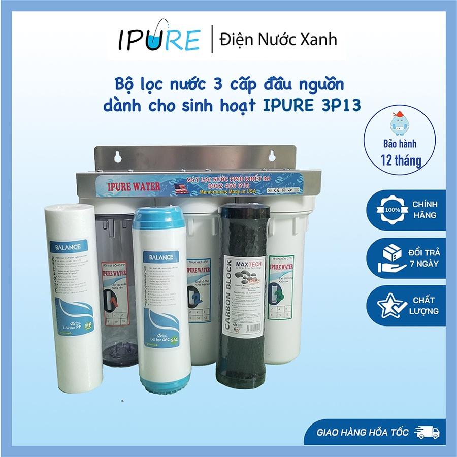 Bộ Lọc Nước Sinh Hoạt Đầu Nguồn 3 Cấp DNX IPURE 10 inch Răng Trong Phi 13 (Có Kèm Phụ Kiện và Quà Tặng