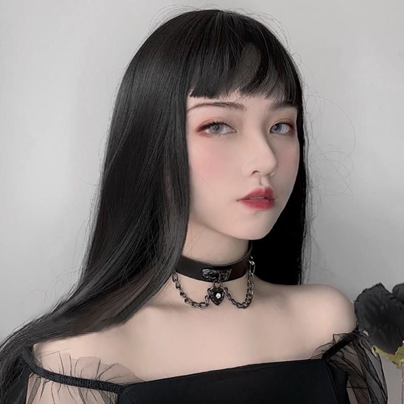 Vòng cổ choker da mặt hình trái tim phong cách Hàn Quốc cá tính thời trang