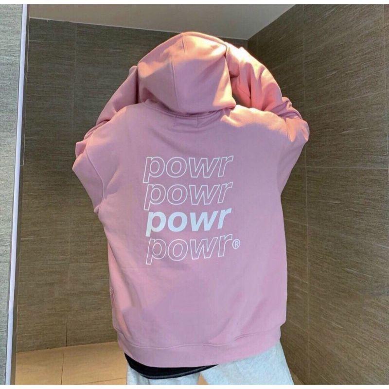 Áo khoác nữ , áo khoác áo hoodie nam nữ mặc chữ POWR vải nỉ ngoại dày mịn