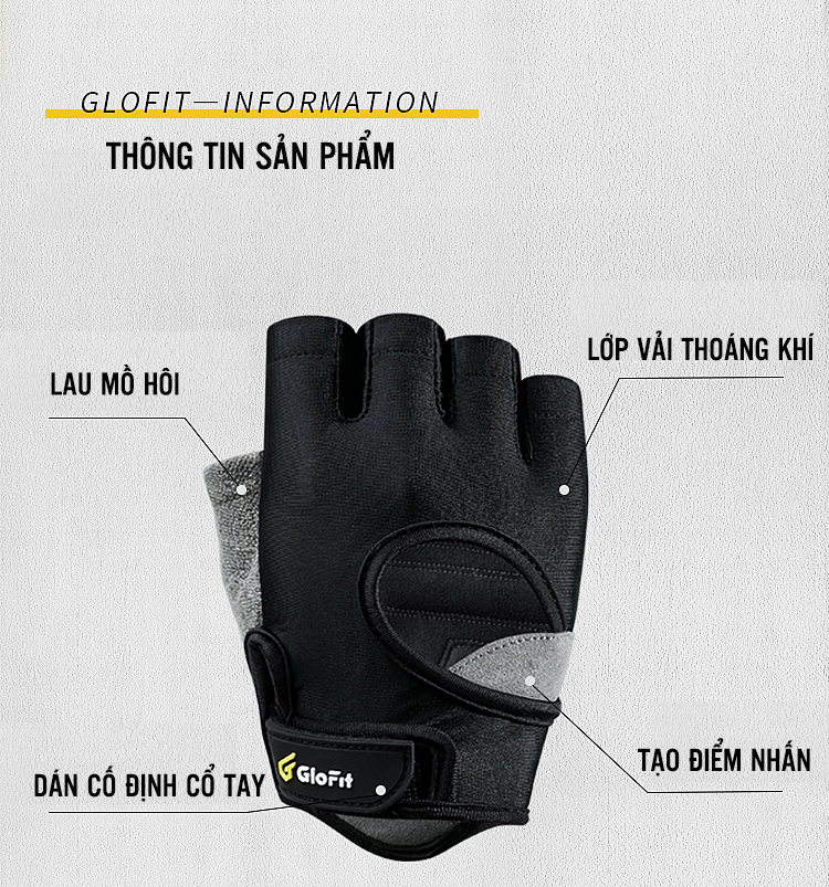 Găng Tay Tập Gym Hở Mu Glofit GFST001 - Pro 2.0 (Workout Gloves - Pro) Găng Tay Cao Cấp Đệm Bàn Tay Da Cừu, Đẹp Tinh Tế - Thoáng Mát Êm Lòng Bàn Tay (1 Đôi)