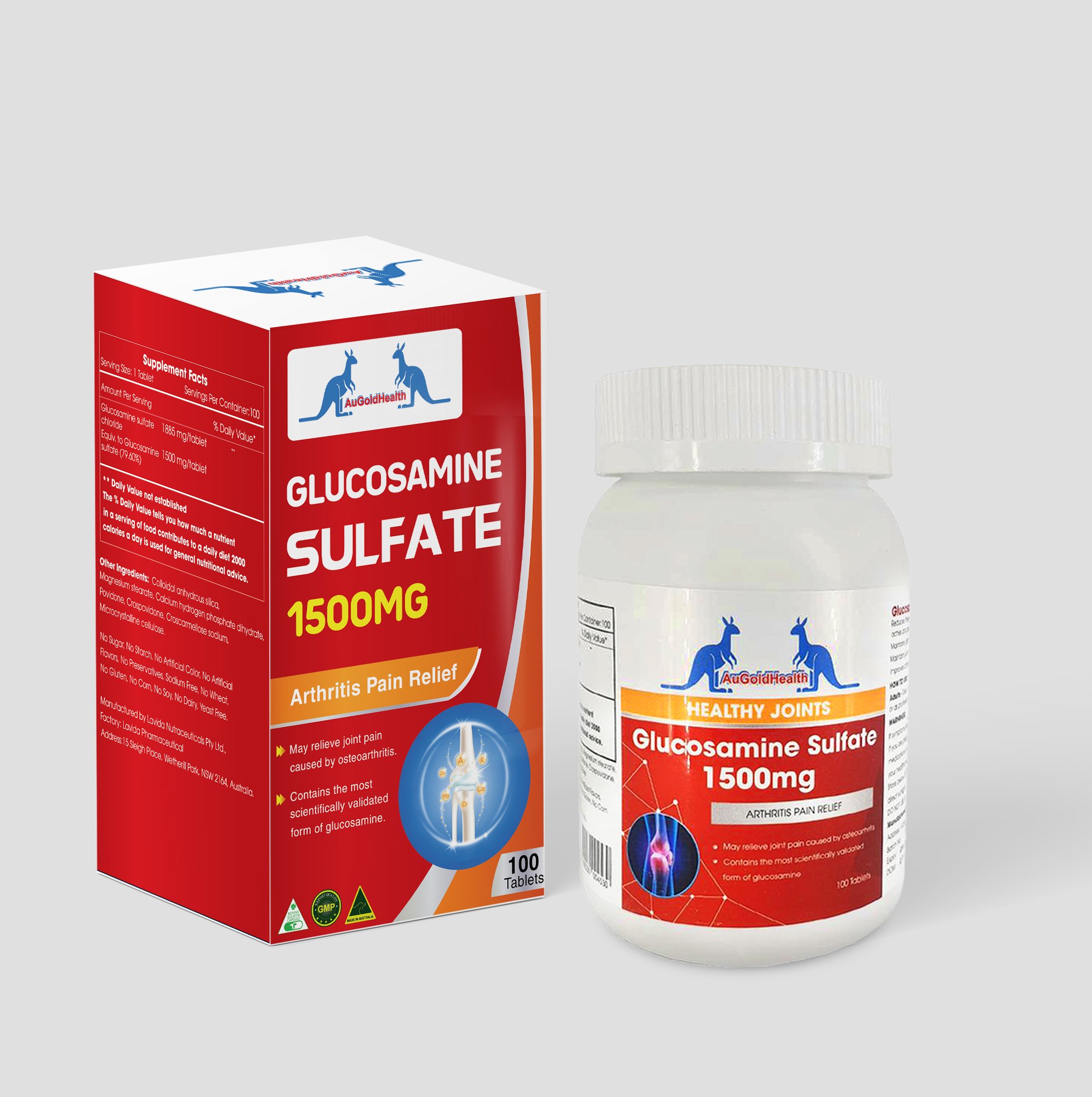 Thực phẩm bảo vệ sức khỏe Glucosamine Sulfate 1500mg AuGoldHealth