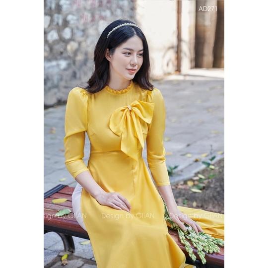Áo dài kiểu trẻ trung thiết kế nơ ngực