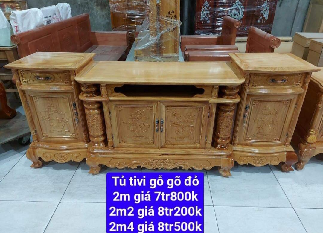 Tủ Tivi-Kệ tivi Gỗ Gõ Đỏ nhiều kích thước Hiện Đại Bền Đẹp Giá Rẻ
