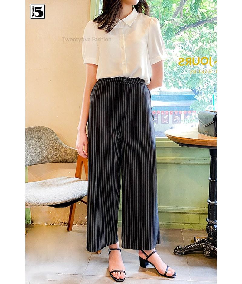 Sơ mi nữ ngắn, tay bồng, lá cổ tròn Twentyfive N172