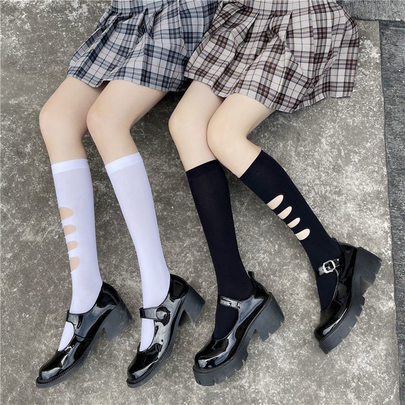 Tất vớ cao đến bắp chân Rách 1 Bên phong cách thời trang Lolita Nhật Bản cá tính cosplay cho nữ