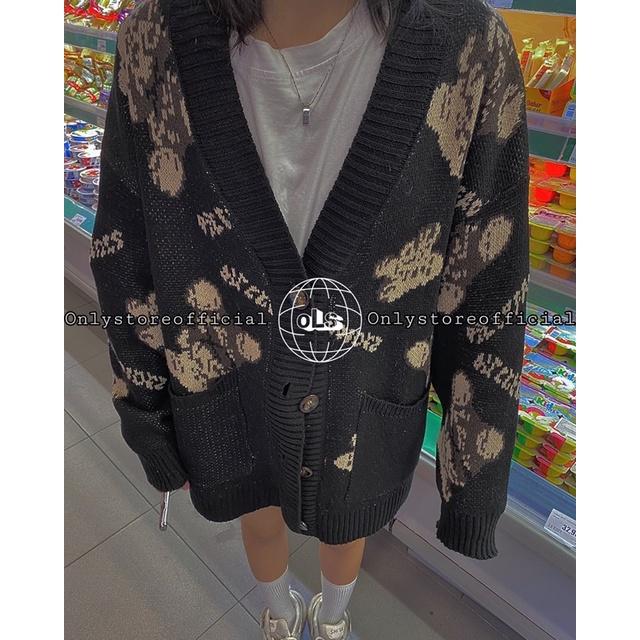 Áo cardigan len gấu đen - Cardigan,Đặt hàng nhắn shop