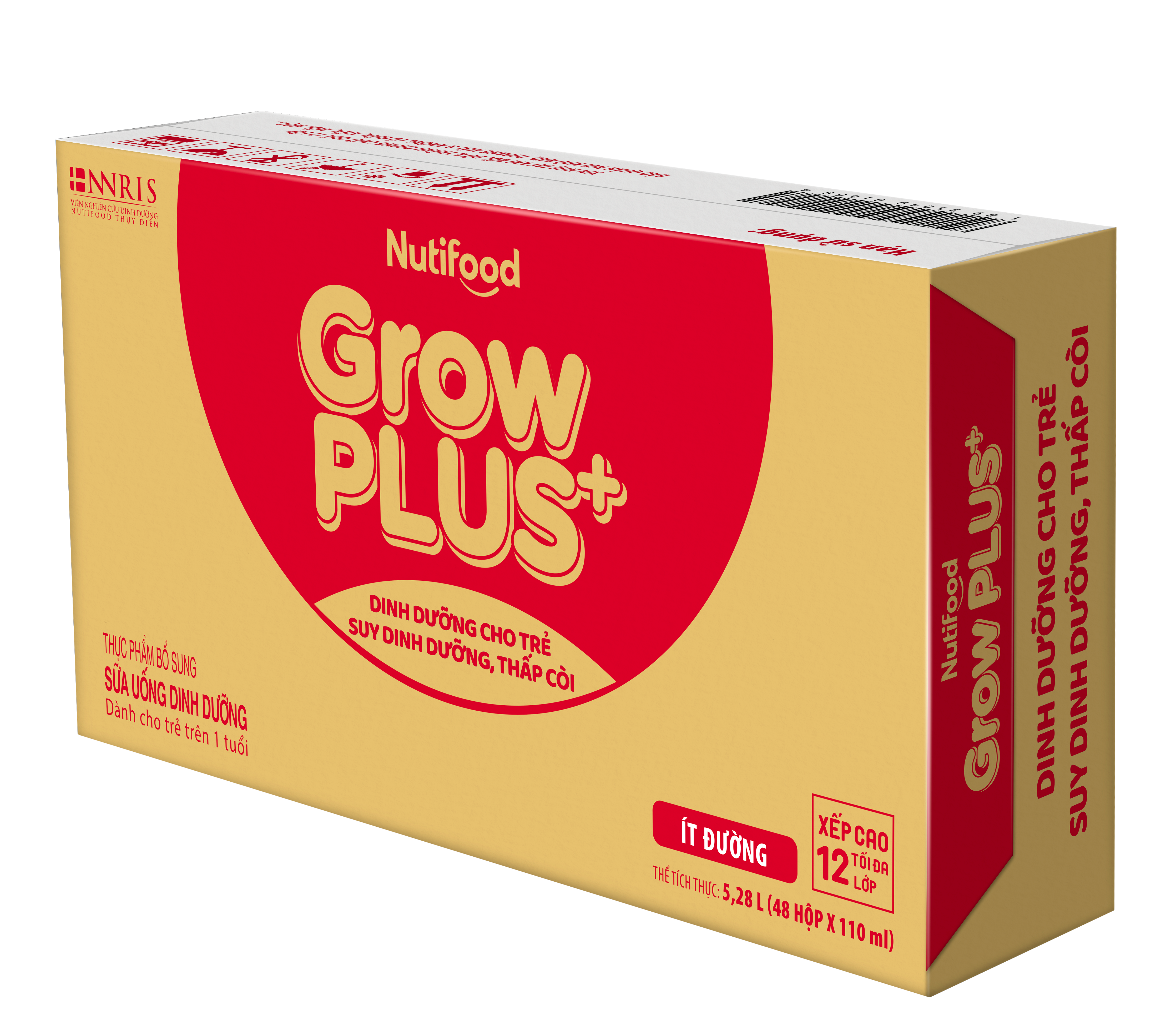 Thùng SBPS Nutifood GrowPLUS+ ít đường Suy Dinh Dưỡng - Tăng Cân, Tăng Chiều Cao (48 Hộp x 110ml)