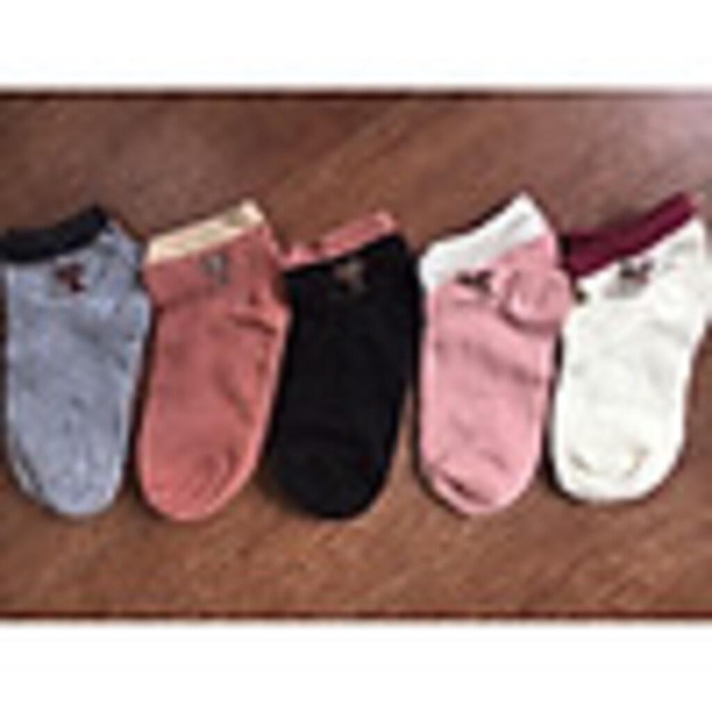 Sét 5 đôi Tất cotton Hàn Quốc thấp cổ họa tiết mèo - Tất Mèo Cổ Ngắn nhiều họa tiết