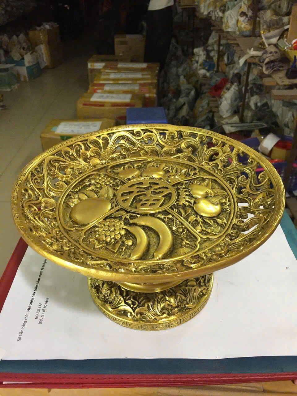 Khay trái cây CTVD16 23 x23.6 x 12.5cm mạ vàng