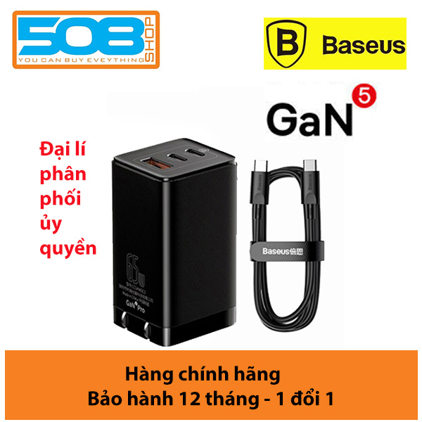 Bộ sạc nhanh đa năng thế hệ mới Baseus GaN5 Pro Quick Charge 65W cho Smartphone/ Tablet/ iPad/ Macbook/ Laptop ( Tpye C x2 + USB, PD 3.0/ PPS/ QC4.0/ SCP/ FCP Multi Quick Charge Protocol, GaN5 Technology) - Hàng chính hãng