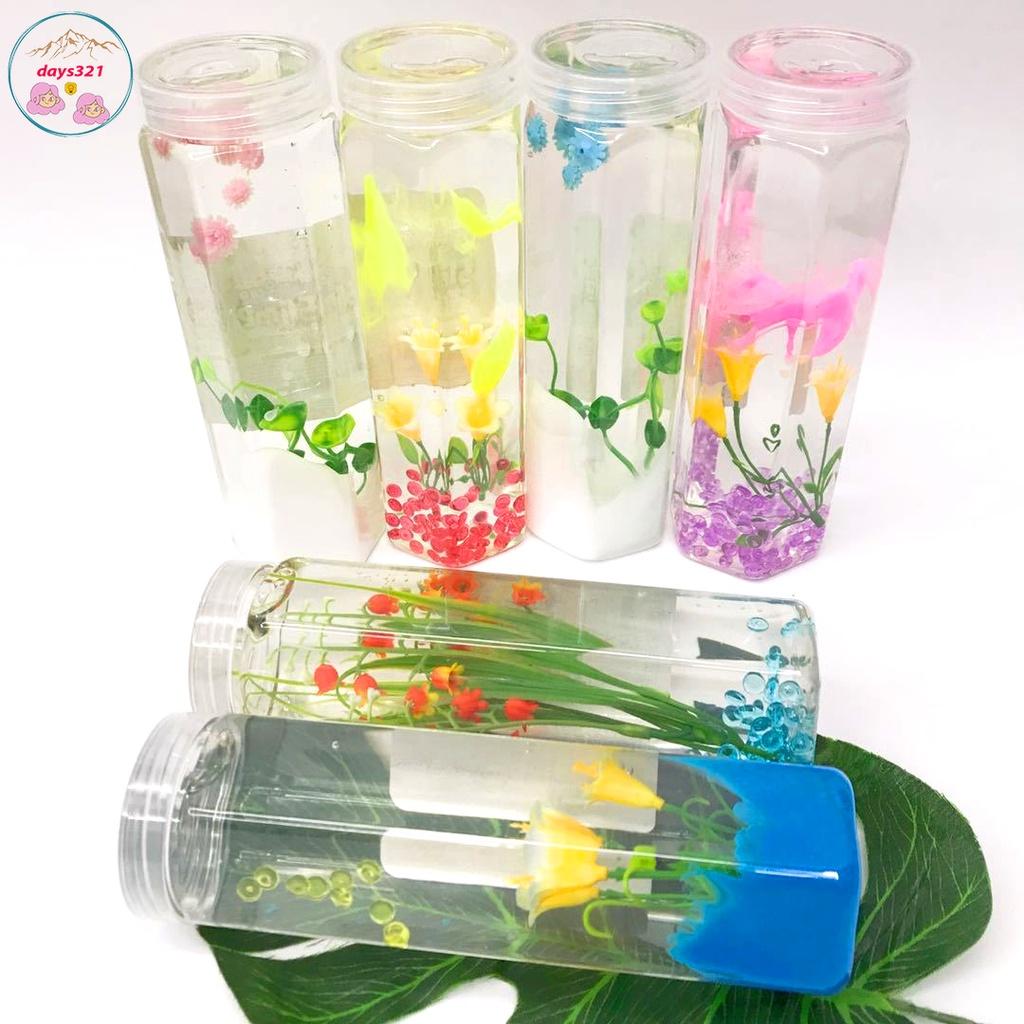 Slime charm hoa lá cây cảnh hộp trụ lớn 420gr 9 màu cực đẹp Đồ chơi hũ slam chất nhờn ma quái squishy