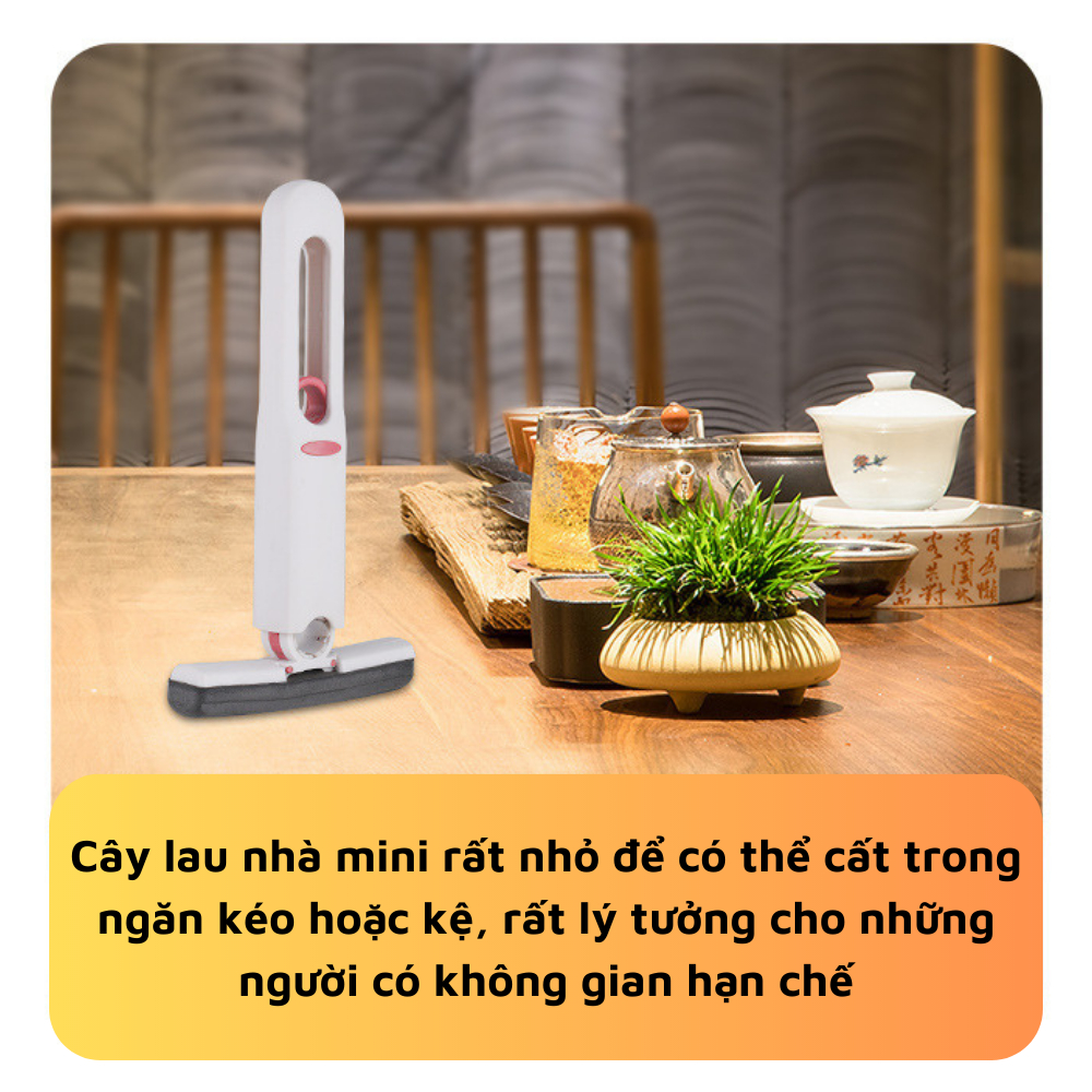 Cây Lau Mini Tự Vắt Gấp Gọn, Cây Lau Kính, Lau Nhà Gấp Gọn Đầu Bọt Biển Vệ Sinh Đa Năng