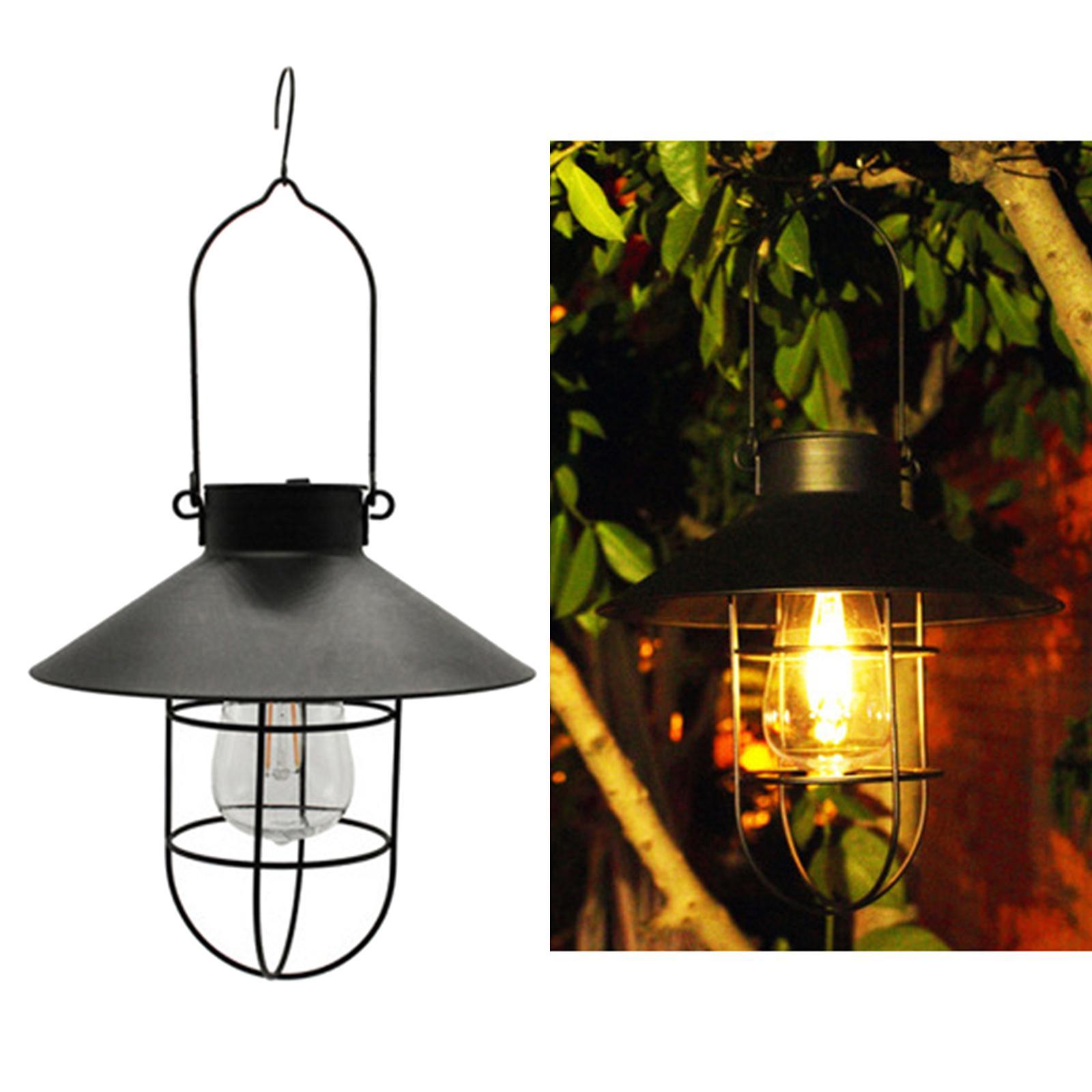 2Pcs Solar Lantern Hanging Lamp w/ Hanging Rod Lights for Terrace Lawn