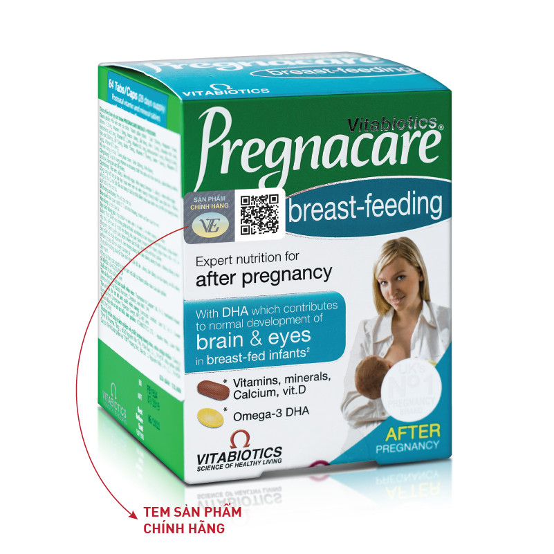 Thực phẩm bảo vệ sức khỏe PREGNACARE Breast-feeding – Bổ sung Vitamin &amp; Khoáng chất cho Phụ nữ cho con bú - HÀNG CHÍNH HÃNG - CÓ TEM CHÍNH HÃNG - Hộp 84 viên - Tặng kèm 1 ly nhựa 420 ml