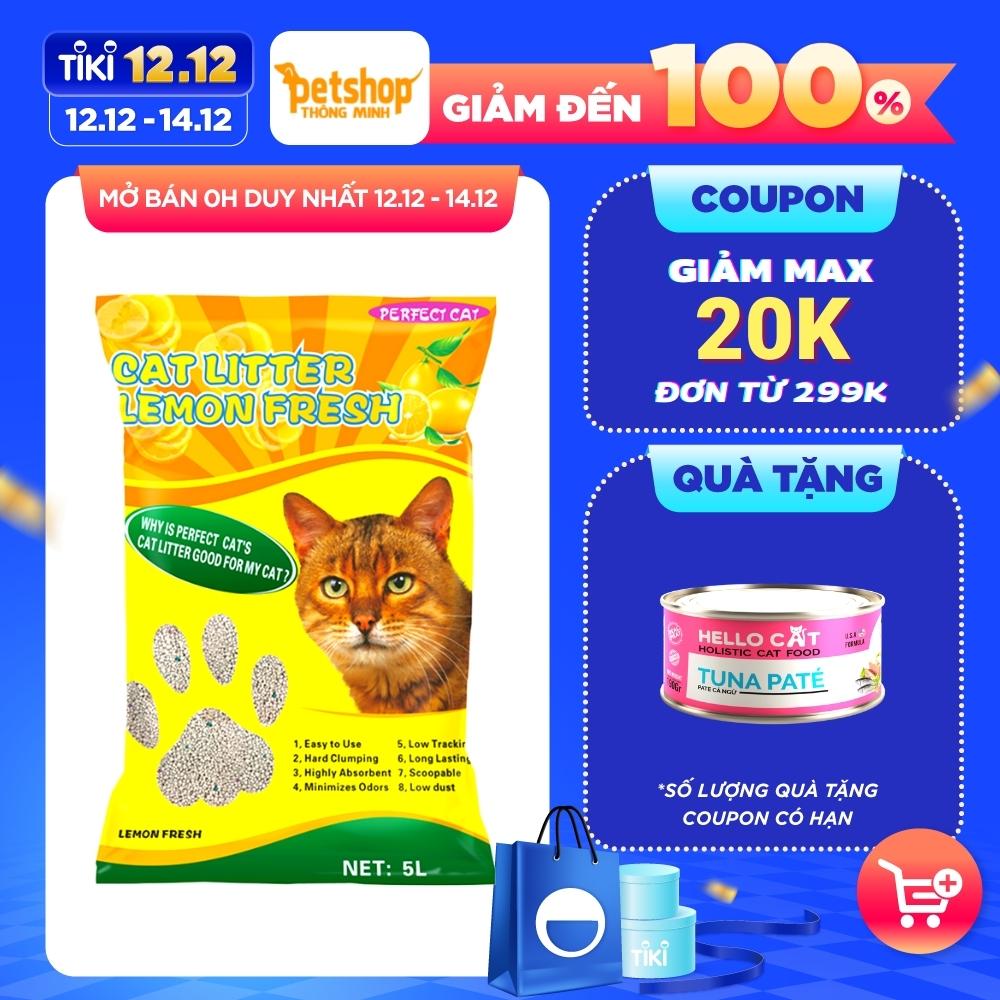 Cát Vệ Sinh Cho Mèo Hương Chanh - Perfect Cat 5 Lít