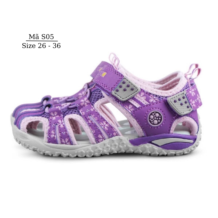 Giày Sandal Chỉnh Hình Y Khoa Hỗ Trợ Bàn Chân Bẹt UOVO cho bé gái 3 - 12 tuổi có thể sử dụng để lót thêm đế định hình S05 TÍM đi học đi biển mùa hè