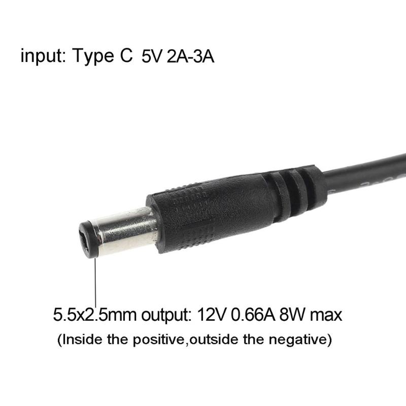 Loại C USB C 5V đến 12V 8W 5.5x2,5mm Boost Boost Điện áp điện áp cung cấp cho dải đèn LED bộ định tuyến WiFi và nhiều hơn nữa
