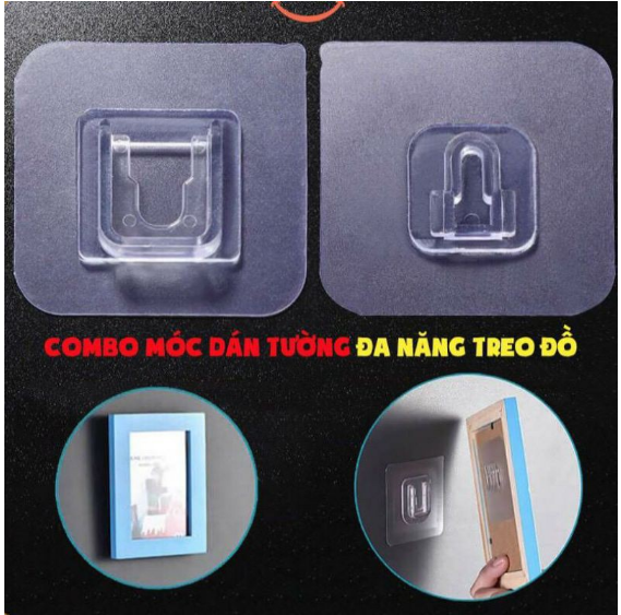 Bộ 2 miếng dán tường đa năng, Miếng dán treo vật dụng siêu tiện dụng, Combo móc dán các loại kệ, khung ảnh, chắc chắn-GD494-MDanMC