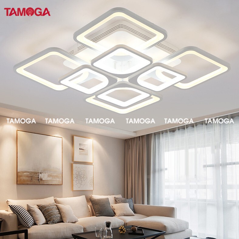 Đèn ốp trần phòng khách 8 cánh vuông TAMOGA KITIS 101 + Tặng kèm khiển