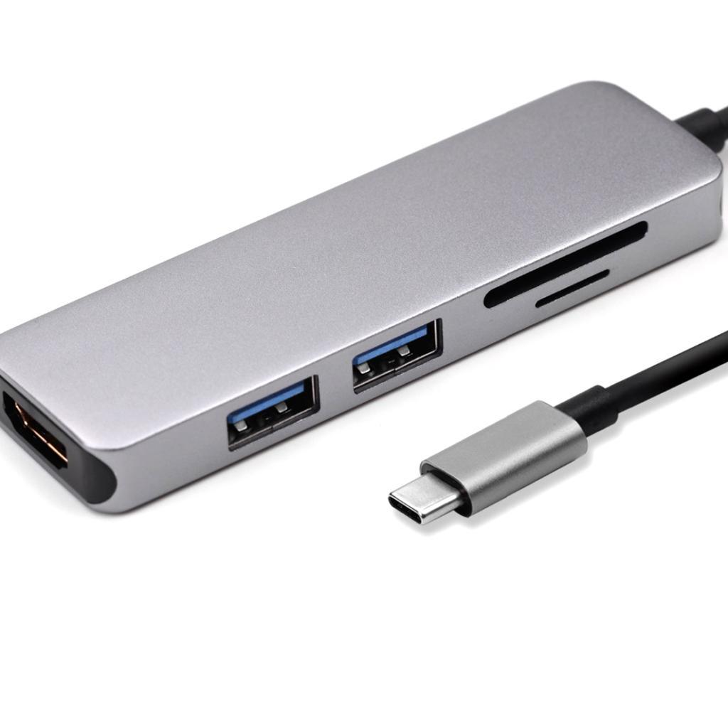 5 In 1 USB-C Hub Type-c To HDMI USB 3.0 SD TF Card Adapter For Macbook