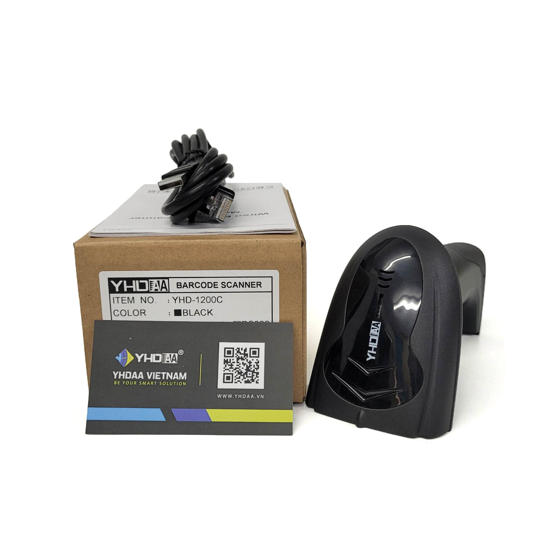 Máy quét mã vạch có dây YHD 1200C 1D đọc mã vạch Barcode dùng dây trực tiếp cắm cổng USB Máy tính, Laptop - Hàng Nhập Khẩu