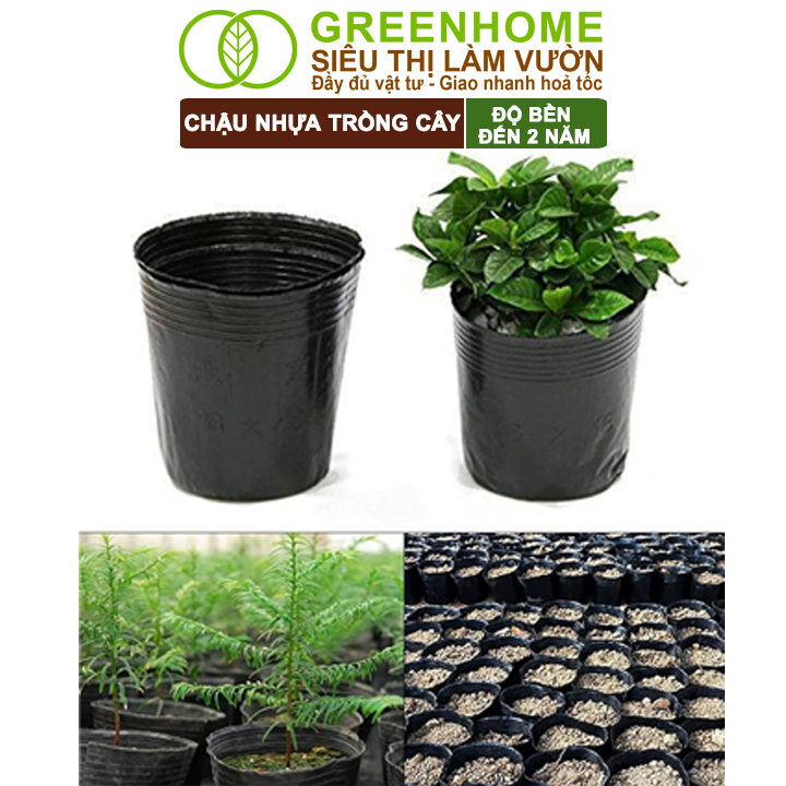 Chậu Trồng Cây Greenhome, nhiều kích thước, Nhựa Mềm, Dẻo, Nhẹ, Trồng Cây, Bầu Ươm Cây Giống, Độ Bền Đến 2 Năm