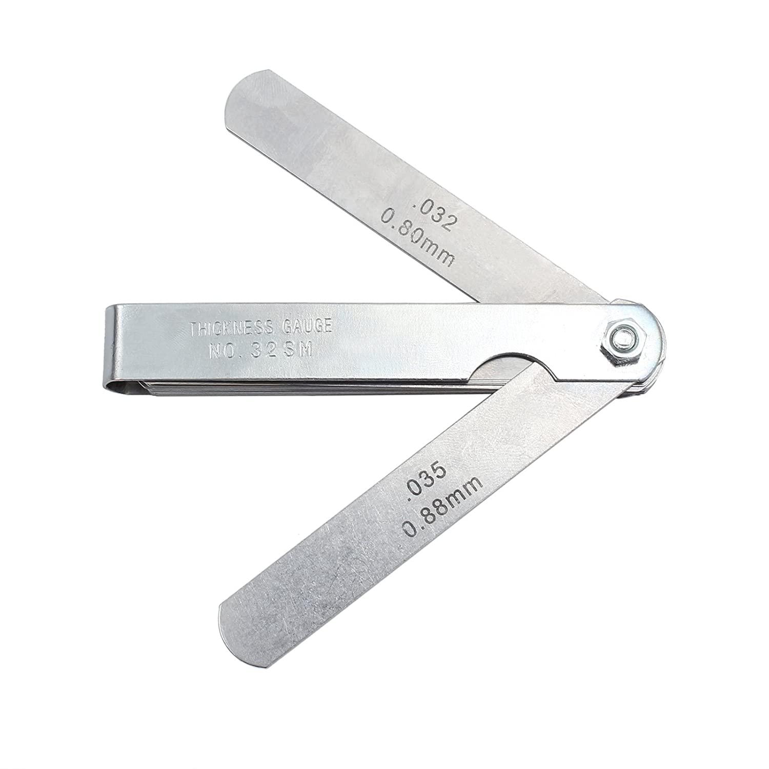 Máy đo độ dày rãnh Máy đo độ dày thép Wedge Sleeve 32 lưỡi Dụng cụ đo lường số liệu để đo khoảng cách 0,0015-0,035 inch/0,04-0,88mm