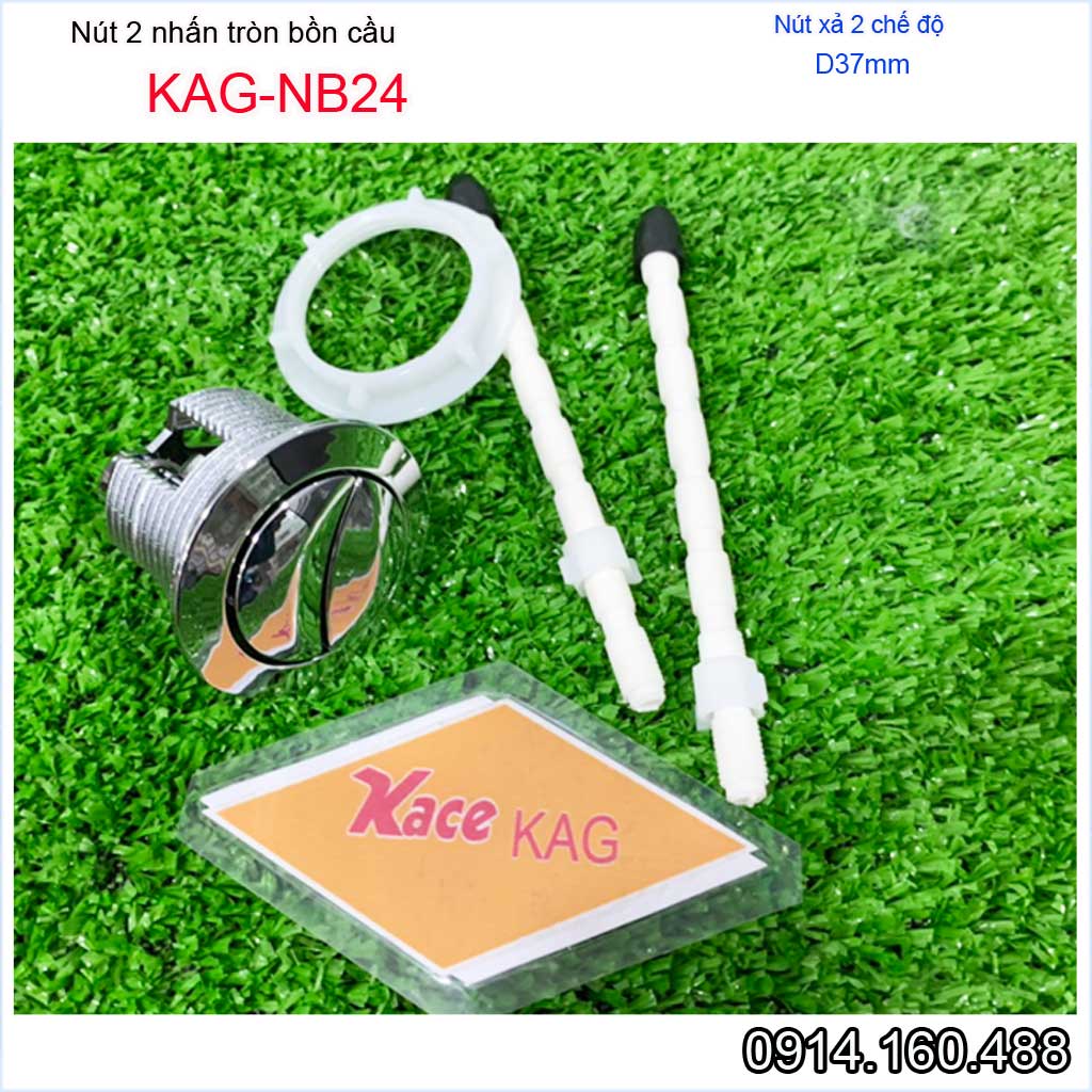 Nút 2 nhấn xả bồn cầu Kaiser, nút nhấn cầu xả 2 nhấn tròn lỗ sứ D3.7-4 cm, nút xả cầu KAG-NB24