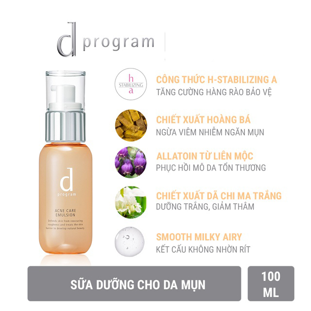 Sữa dưỡng D Program cải thiện da mụn Acne Care Emulsion 100ml