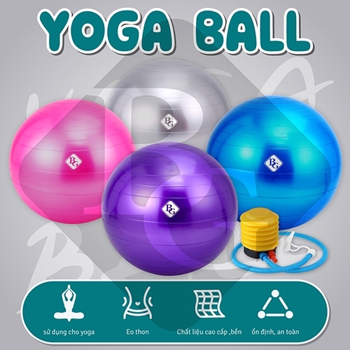 BG Bóng Tập Yoga, Bóng Yoga Tròn 45cm - 55cm - 65cm - 75cm Cỡ Đại Cao Cấp tặng bơm Mini - Chính Hãng