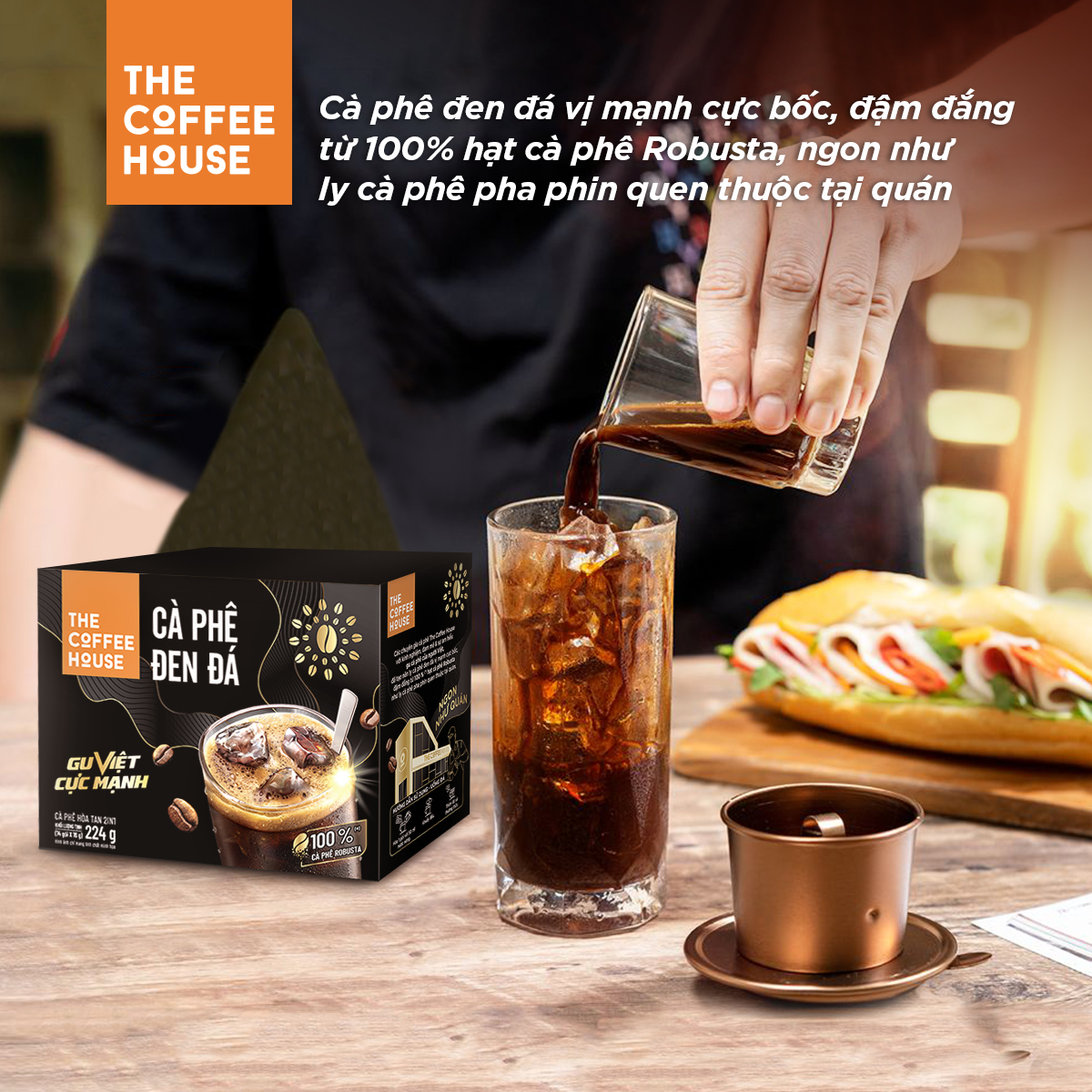 [MUA 3 TẶNG 1] Hộp cà phê đen đá The Coffee House (Hộp 14 gói x 16 g)