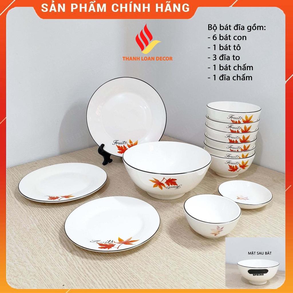 Bộ bát đĩa Bát Tràng 12 món - Rẻ vô địch - Chén đĩa sứ sương trắng, họa tiết đẹp - Nhiều mẫu