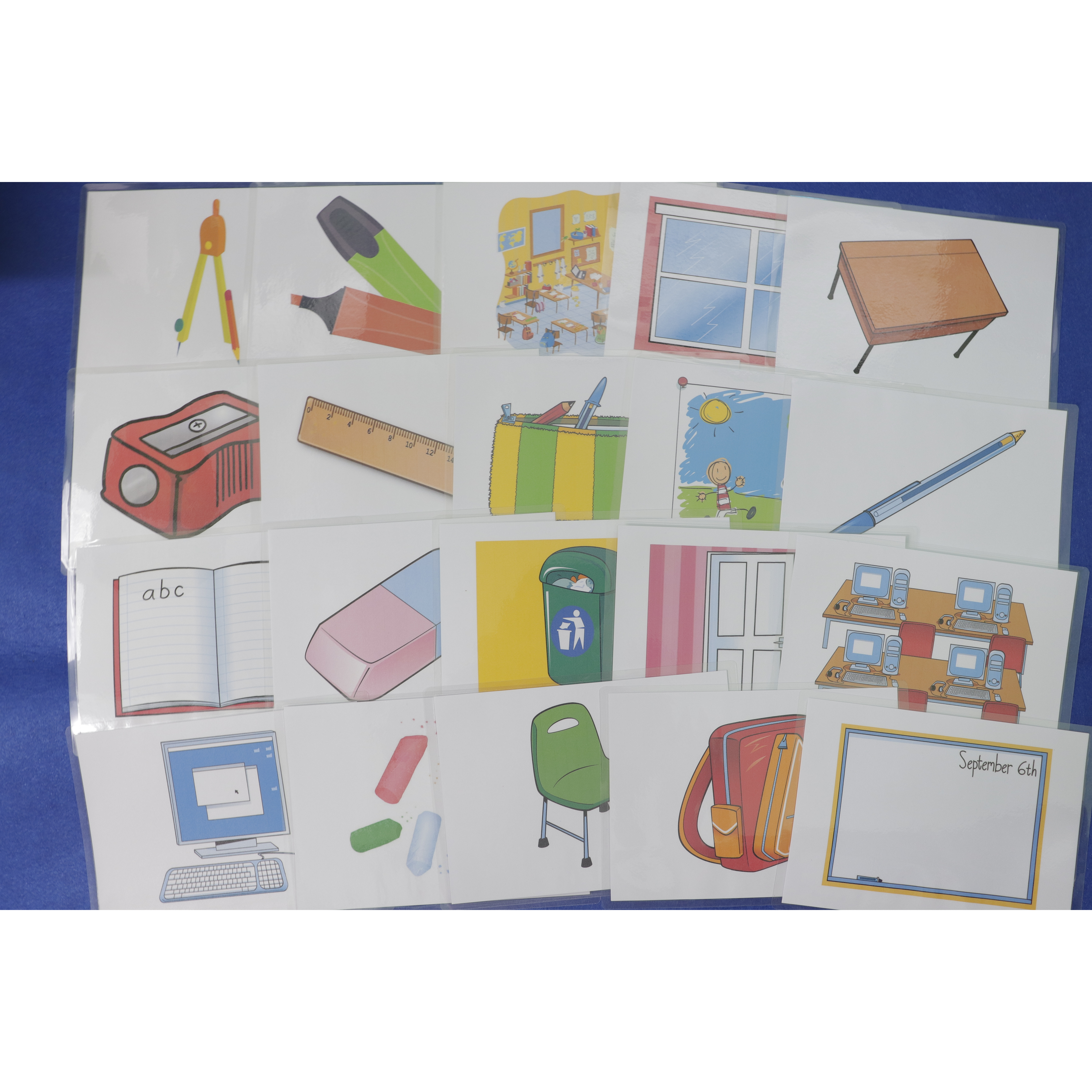 School object (School thing) flashcard - Thẻ học tiếng Anh chủ đề Các đồ dùng lớp học cơ bản - Bộ 20 thẻ