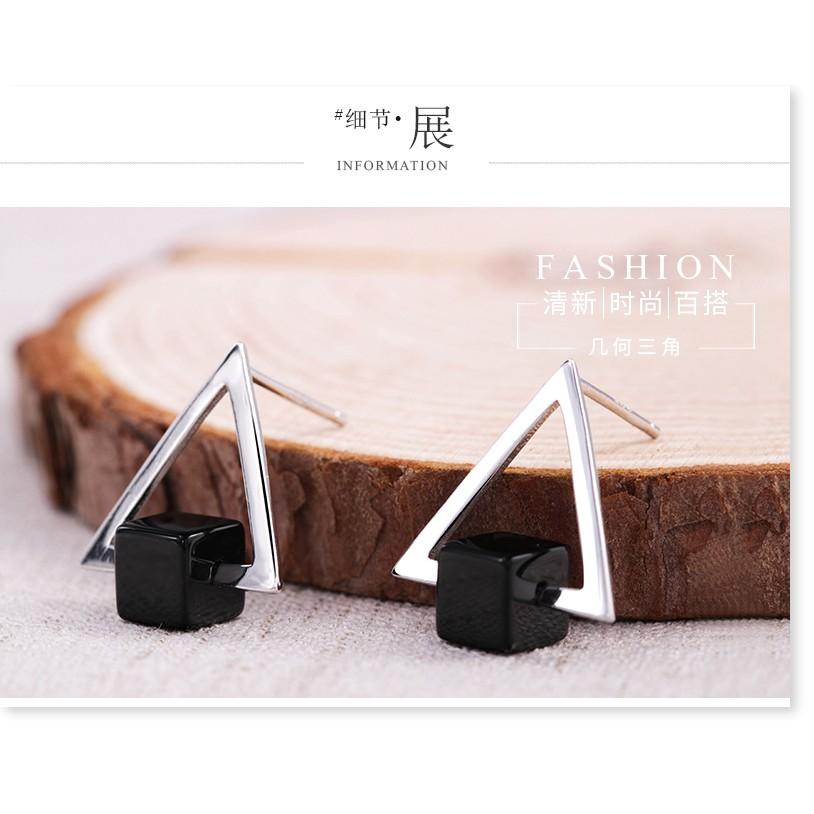 Bông tai titan tam giác vuông đen TT5570 - CAM KẾT KHÔNG GỈ, KHÔNG BAY MÀU - BẢO HÀNH 12 THÁNG