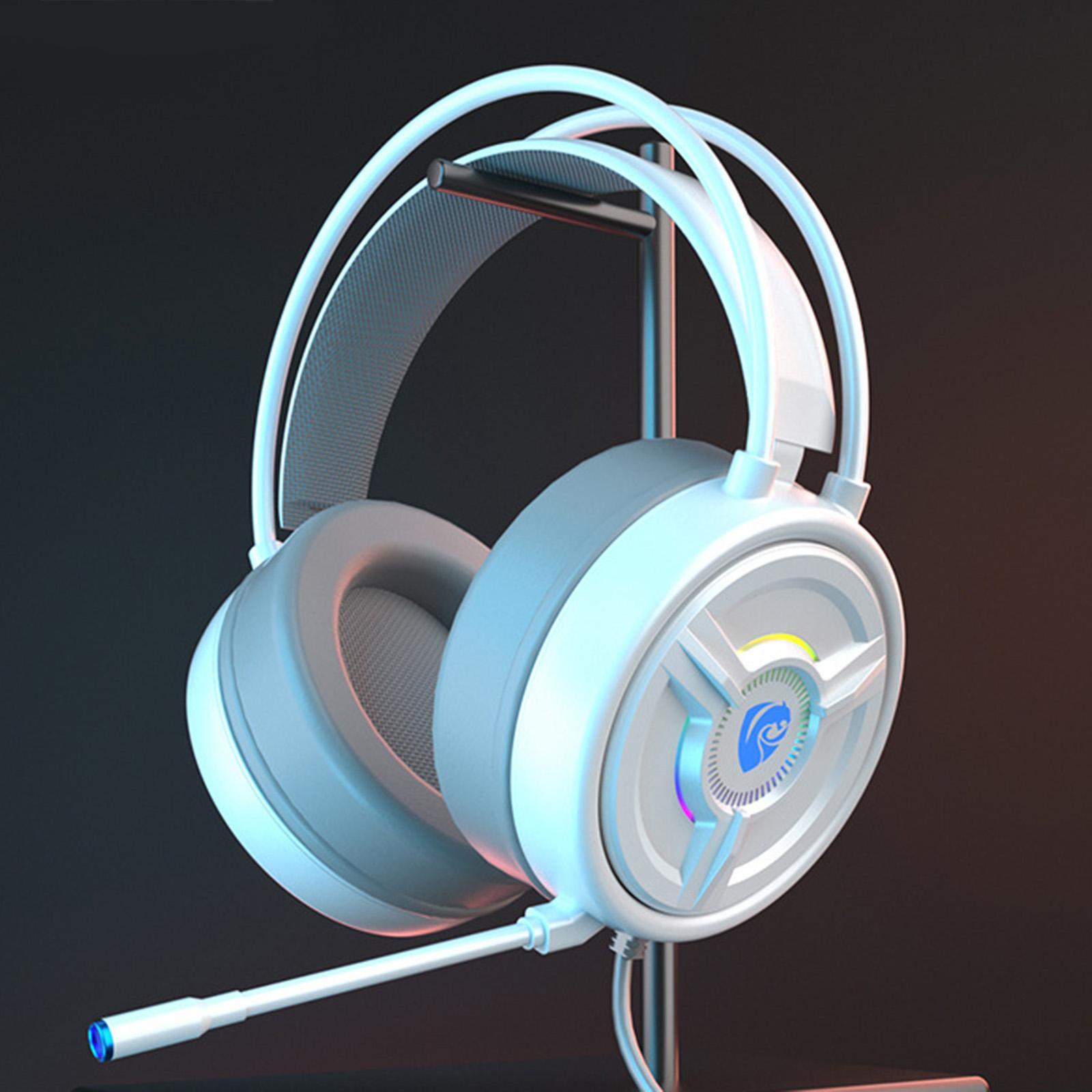 3.5mm Gaming Headset Over Ear Headphones LED Light for PC Laptop White