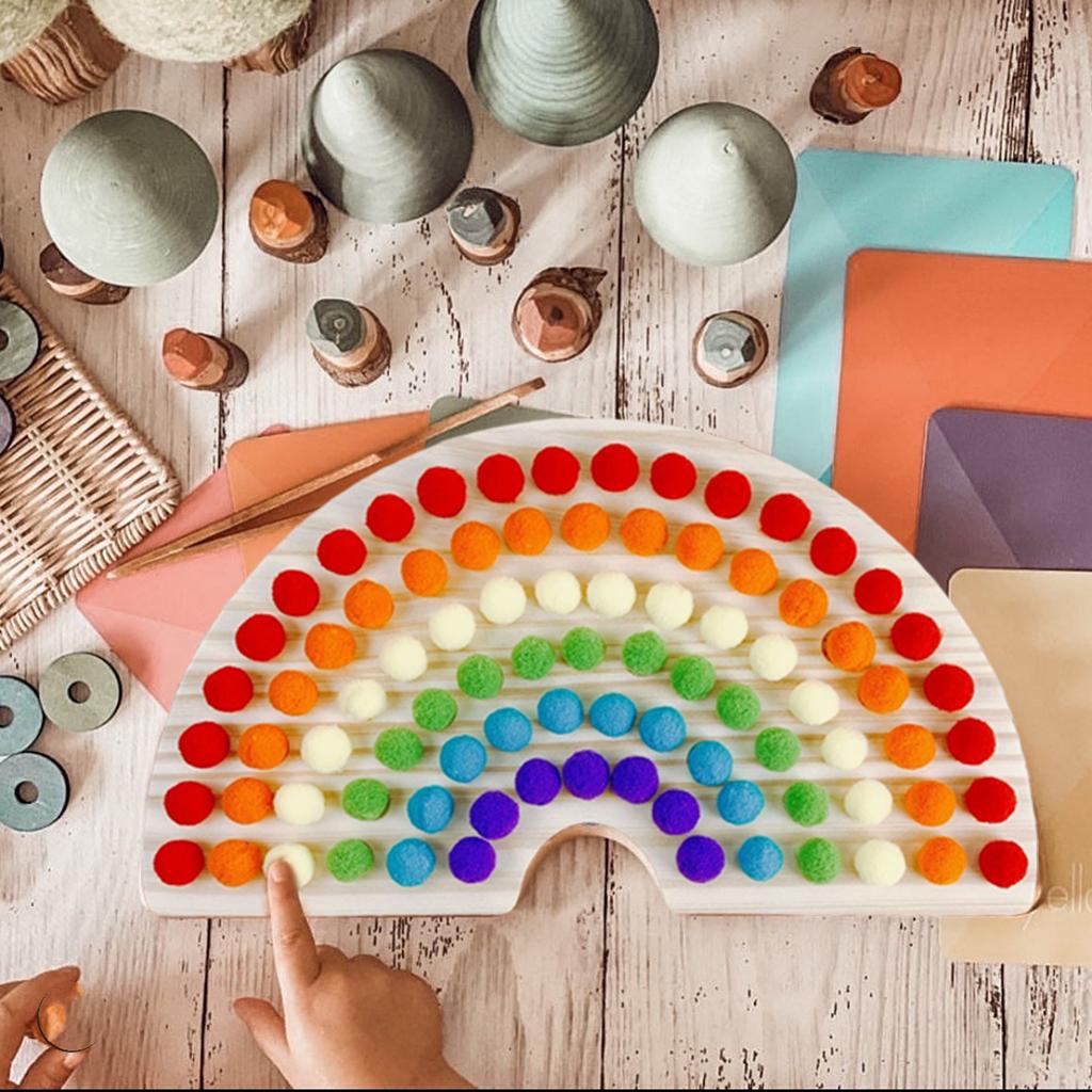 Rainbow Board Clip Beads Recognition Education Fun Interactive Toys Gift