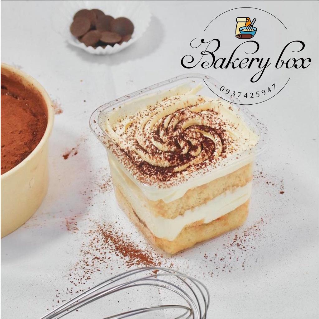 B10-08 | Set 50c Hộp Nhựa Vuông Đựng Bánh Lạnh - Bánh Mousse - Tiramisu - Rau Câu