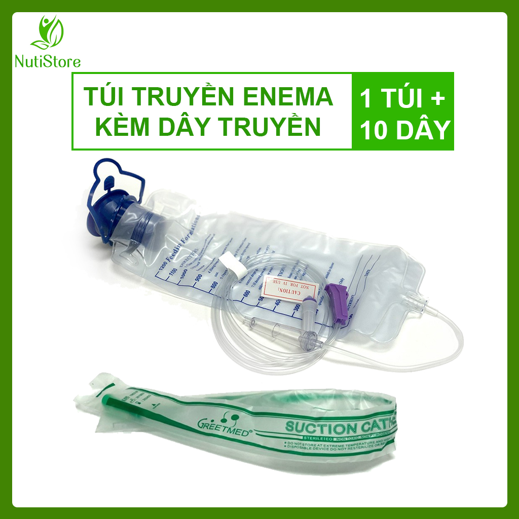 Bộ Dụng Cụ Thải Độc, Túi Truyền Enema Kèm Dây Truyền (Combo 1 Túi + 10 Dây)