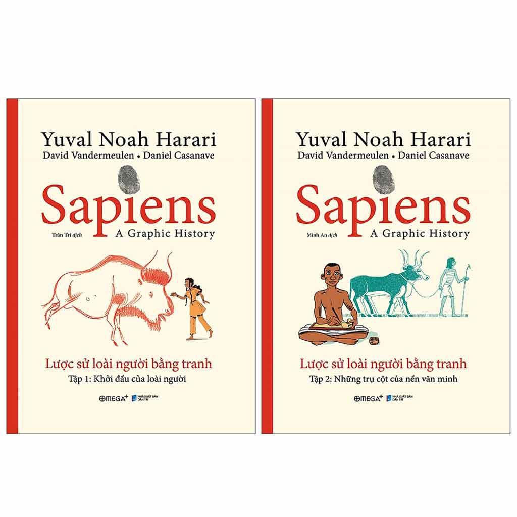 Sách Combo Sapiens: Lược Sử Loài Người Bằng Tranh (Tập 1 + Tập 2) Tặng kèm 10 Bookmark - Alphabooks - BẢN QUYỀN