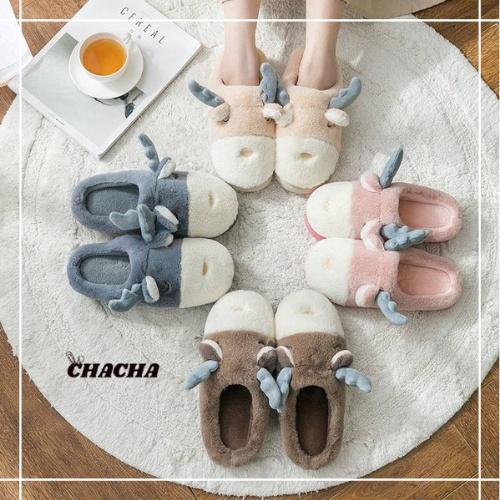 Hình ảnh Dép đi trong nhà Chacha Sweet bông cotton hình Tuần Lộc cute siêu êm