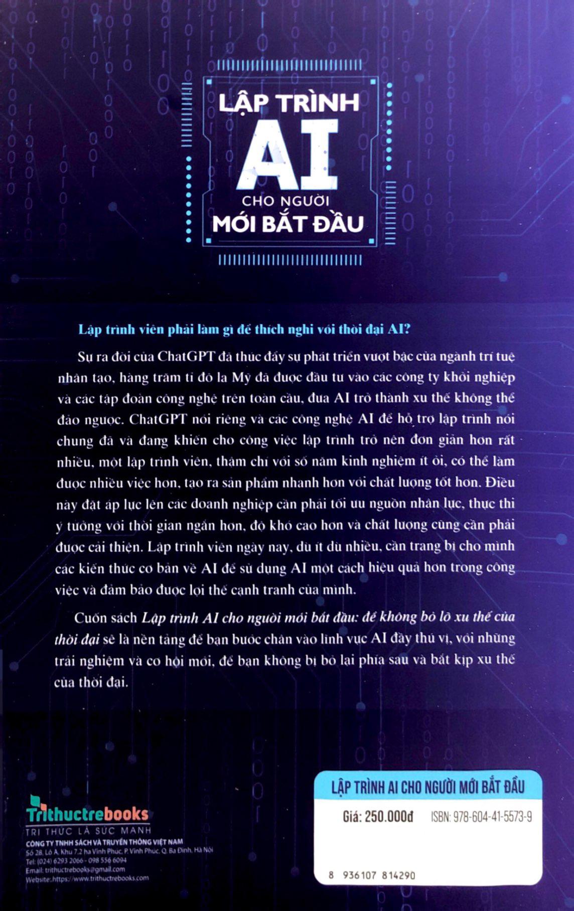Sách - Lập Trình AI Cho Người Mới Bắt Đầu - Để Không Bỏ Lỡ Xu Thế Của Thời Đại