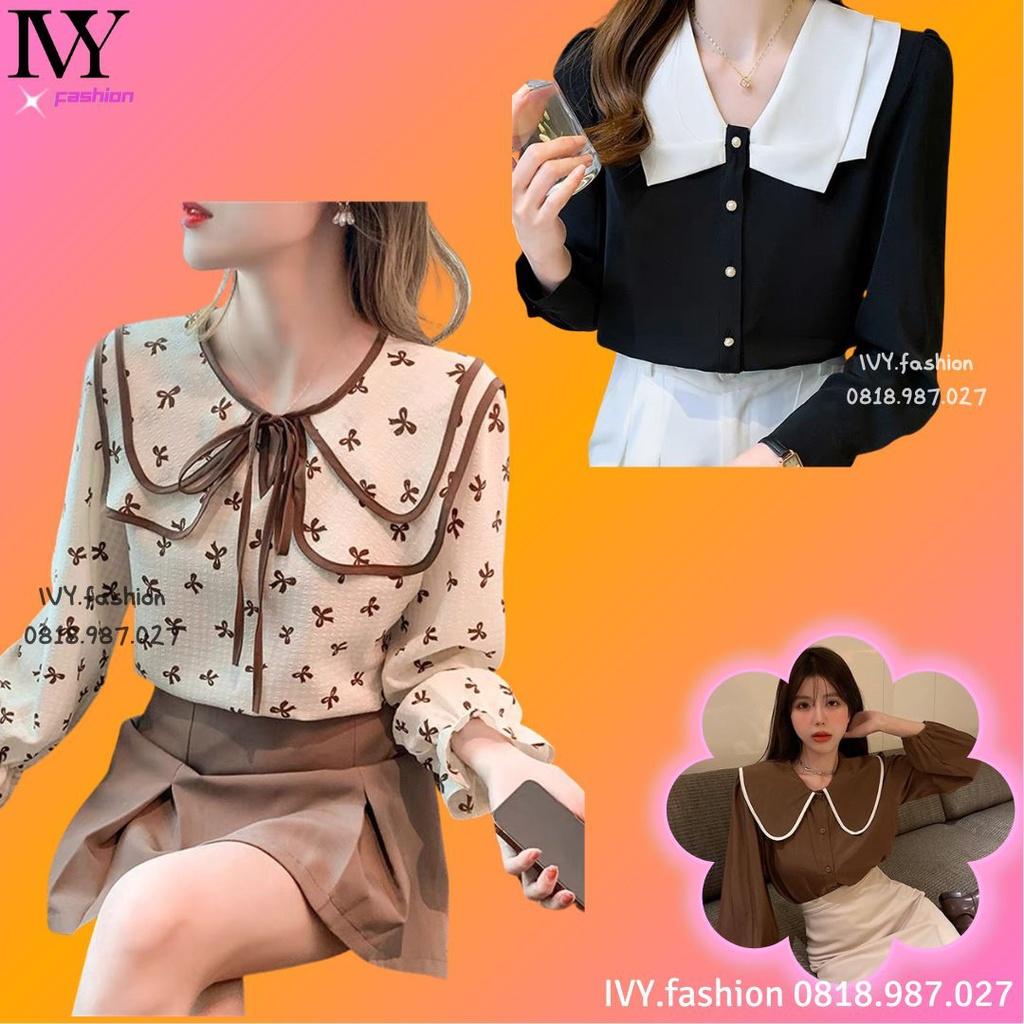 Hàng Quảng Châu45-70KG Áo sơ mi nữ áo kiểu tơ lụa pha cotton nude tay dài cổ bèo sơ mi dự tiệc công sở bigsize
