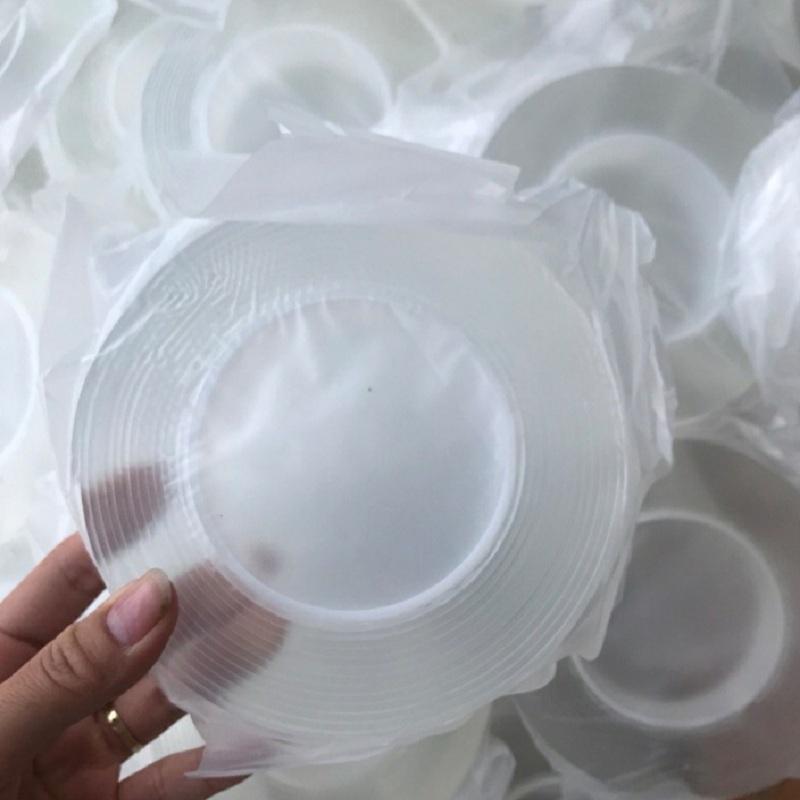 Băng Dính 2 Mặt Siêu Dính Trong Suốt Cuộn Dài 5m - Băng Keo Dán Đa Năng Chống Thấm Nước Tiện Dụng