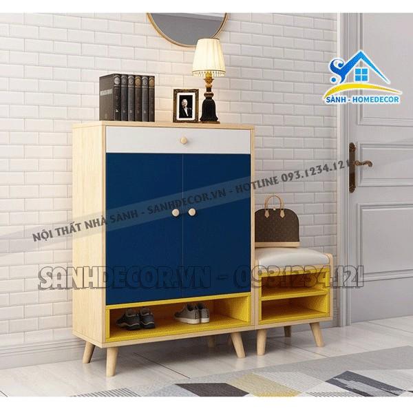 Tủ giầy thông minh tiện lợi 70x35x105 cm, tủ giày 2 cánh STG13 hiện đại KHÔNG KÈM ĐÔN