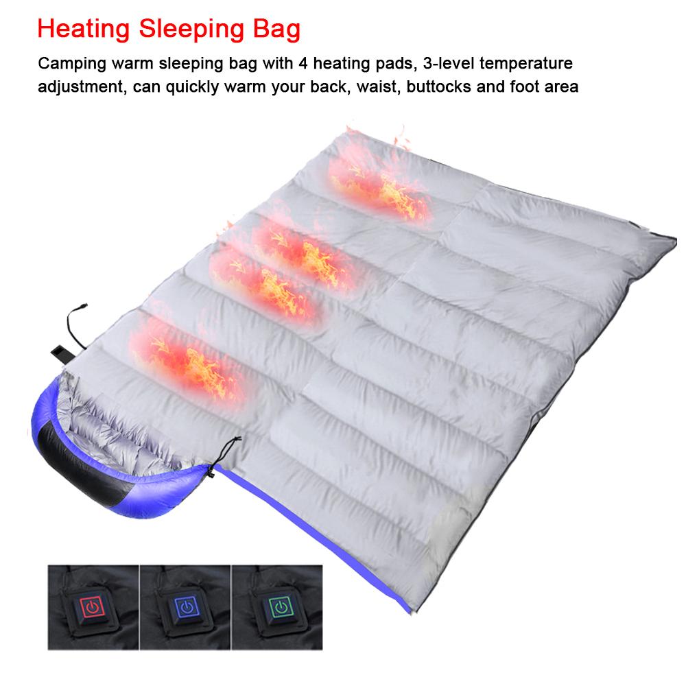 USB Powered Heating Pad Waterproof Camping Warm Sleeping Bag with 3-Level Temperature Adjustable Storage Bag