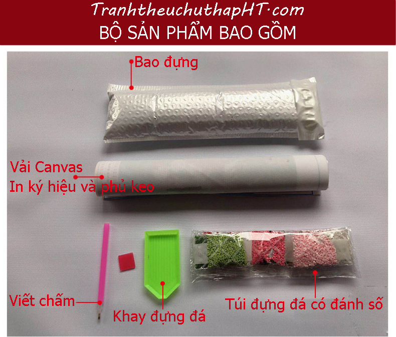 Tranh đính đá Khổng tước bên hoa J2190 - tranh chưa đính