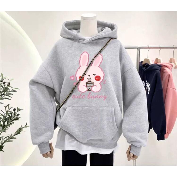 Áo hoodie nam nữ thỏ hồng chất nỉ bông siêu dày , phom rộng size từ 37 đến 65kg